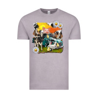 Vintage Zinc cowhide farm truck with farm animals Vintage Tee - texasbilliewilder