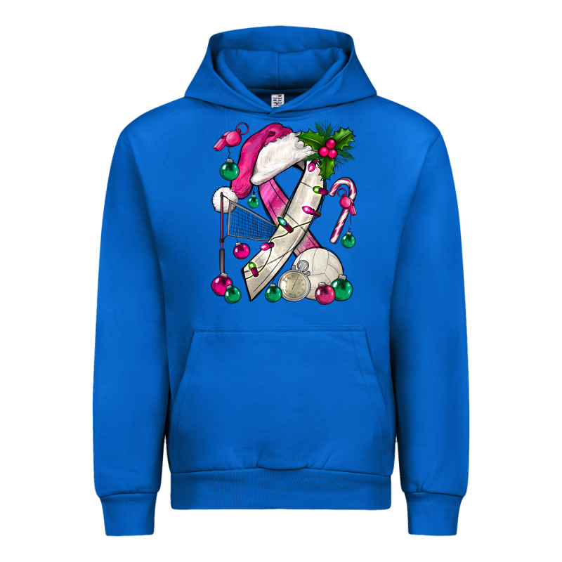 Pink Christmas Breast Cancer Ribbon Volleyball Urban Hoodie by BundleAndBundleShop | Teevron