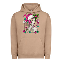 Pigment Burro Pink Christmas Breast Cancer Ribbon Volleyball Urban Hoodie - BundleAndBundleShop