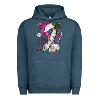 Pigment Midnight Navy Pink Christmas Breast Cancer Ribbon Volleyball Urban Hoodie - BundleAndBundleShop