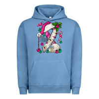 Pigment Pebble Blue Pink Christmas Breast Cancer Ribbon Volleyball Urban Hoodie - BundleAndBundleShop