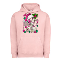 Pigment Salmon Pink Christmas Breast Cancer Ribbon Volleyball Urban Hoodie - BundleAndBundleShop