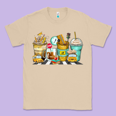 School Bus Coffee Cups Classic Tee Designed By Zillion Design Studio