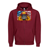 Burgundy firefighter air mask and sunflower Zipper Hoodie - HRA Design Shop