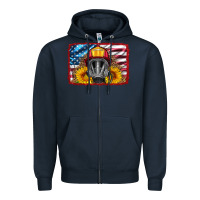 Navy firefighter air mask and sunflower Zipper Hoodie - HRA Design Shop