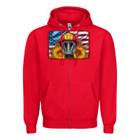 Red firefighter air mask and sunflower Zipper Hoodie - HRA Design Shop