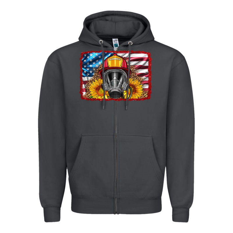 Firefighter Air Mask And Sunflower Zipper Hoodie by HRA Design Shop | Teevron
