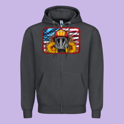 Firefighter Air Mask And Sunflower Zipper Hoodie Designed By Hra Design Shop