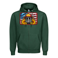 Sports Green firefighter air mask and sunflower Zipper Hoodie - HRA Design Shop