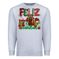 Heather Grey feliz navidad lady of Guadalupe christmas coffee Premium Sweatshirt - Jasminsmagicworld