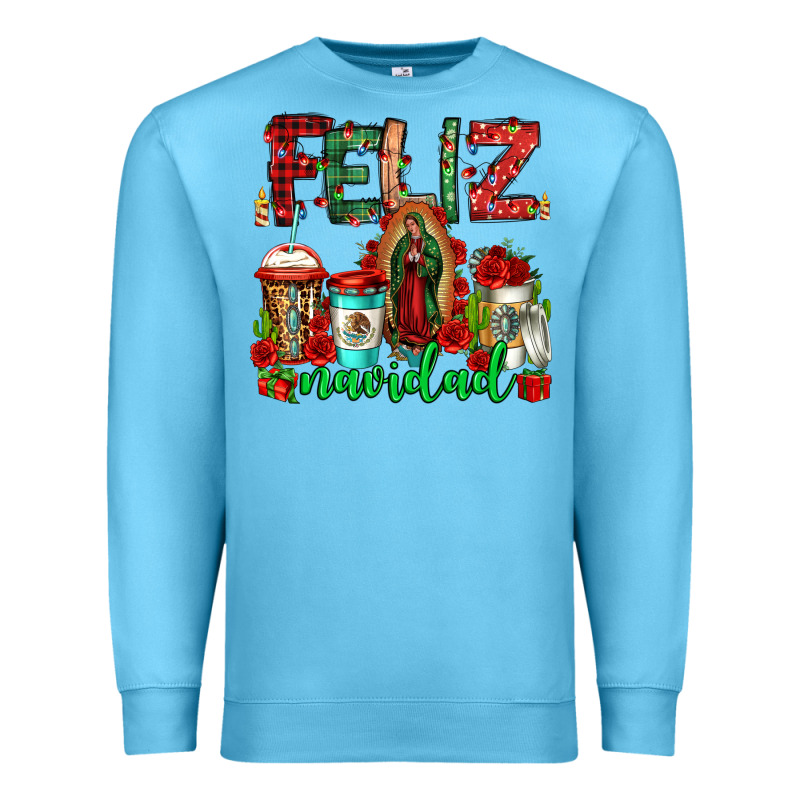 Feliz Navidad Lady Of Guadalupe Christmas Coffee Premium Sweatshirt by Jasminsmagicworld | Teevron