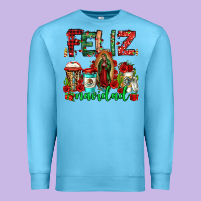 Feliz Navidad Lady Of Guadalupe Christmas Coffee Premium Sweatshirt Designed By Jasminsmagicworld