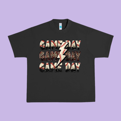 Game Day Game Day Baseball Lightning Bolt Urban Heavy Tee Designed By Zillion Design Studio