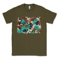Army Green Cowhide Turquoise Glitter Classic Tee - FaDigitalArtStudio