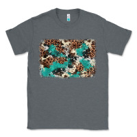 Charcoal Heather Cowhide Turquoise Glitter Classic Tee - FaDigitalArtStudio