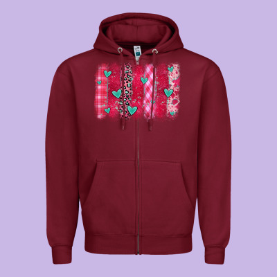Valentines Day Brushstroke Zipper Hoodie Designed By Oliviacreatesart