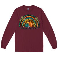 Burgundy happy fall y'all rainbow Long Sleeve Tee - RanaPortraitStore