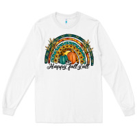 White happy fall y'all rainbow Long Sleeve Tee - RanaPortraitStore