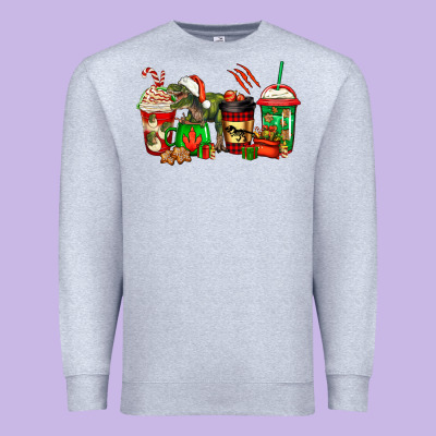 Trex Coffee Cups Premium Sweatshirt Designed By Jasminsmagicworld