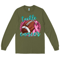 Army Green Tackle Cancer Football Long Sleeve Tee - texasbilliewilder