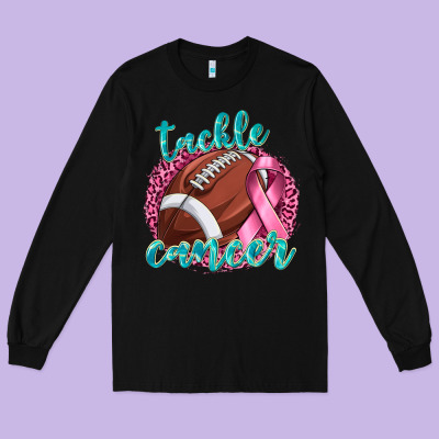 Tackle Cancer Football Long Sleeve Tee Designed By Texasbilliewilder