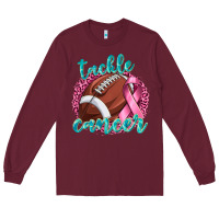 Burgundy Tackle Cancer Football Long Sleeve Tee - texasbilliewilder