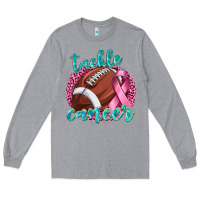 Heather Grey Tackle Cancer Football Long Sleeve Tee - texasbilliewilder