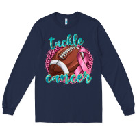 Navy Tackle Cancer Football Long Sleeve Tee - texasbilliewilder