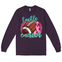 Plum Tackle Cancer Football Long Sleeve Tee - texasbilliewilder