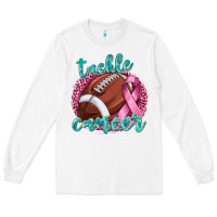 White Tackle Cancer Football Long Sleeve Tee - texasbilliewilder