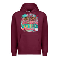Burgundy she works willingly with her hands Premium Hoodie - NancyCooperArtShop