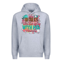 Heather Grey she works willingly with her hands Premium Hoodie - NancyCooperArtShop