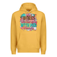 Mustard she works willingly with her hands Premium Hoodie - NancyCooperArtShop