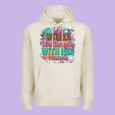 She Works Willingly With Her Hands Premium Hoodie Designed By Nancycooperartshop