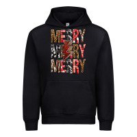 Black Merry Merry Merry Christmas Lightning Bolt Urban Hoodie - BundleAndBundleShop
