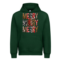 Forest Green Merry Merry Merry Christmas Lightning Bolt Urban Hoodie - BundleAndBundleShop