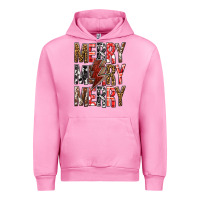 Fuchsia Pink Merry Merry Merry Christmas Lightning Bolt Urban Hoodie - BundleAndBundleShop
