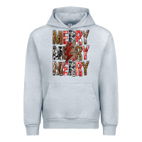 Heather Grey Merry Merry Merry Christmas Lightning Bolt Urban Hoodie - BundleAndBundleShop