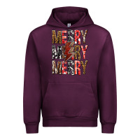 Mauve Wine Merry Merry Merry Christmas Lightning Bolt Urban Hoodie - BundleAndBundleShop