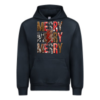 Navy Merry Merry Merry Christmas Lightning Bolt Urban Hoodie - BundleAndBundleShop