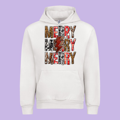 Merry Merry Merry Christmas Lightning Bolt Urban Hoodie Designed By Bundleandbundleshop