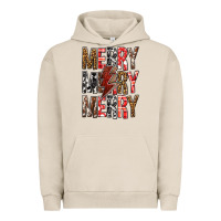 Pigment French Oak Merry Merry Merry Christmas Lightning Bolt Urban Hoodie - BundleAndBundleShop