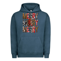 Pigment Midnight Navy Merry Merry Merry Christmas Lightning Bolt Urban Hoodie - BundleAndBundleShop