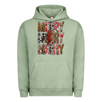 Pigment Oil Green Merry Merry Merry Christmas Lightning Bolt Urban Hoodie - BundleAndBundleShop