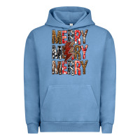 Pigment Pebble Blue Merry Merry Merry Christmas Lightning Bolt Urban Hoodie - BundleAndBundleShop