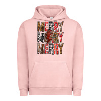 Pigment Salmon Merry Merry Merry Christmas Lightning Bolt Urban Hoodie - BundleAndBundleShop