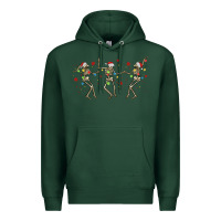 Sports Green dancing skeleton christmas Premium Hoodie - MaliasSmallBusiness
