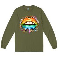 Army Green rainbow lips Long Sleeve Tee - Zillion Design Studio