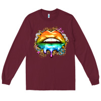 Burgundy rainbow lips Long Sleeve Tee - Zillion Design Studio