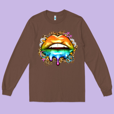 Rainbow Lips Long Sleeve Tee Designed By Zillion Design Studio